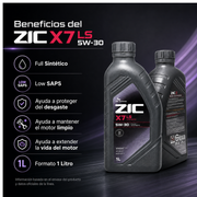 Aceite Motor 5W-30 Full Sintético ZIC X7 LS 1 Litro
