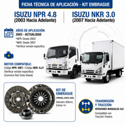 Kit Embrague Isuzu NPR 4.8 2003+ NKR 3.0 2007+ Borg Warner